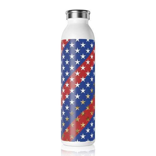 American Flag Themed Stars & Stripes Slim Water Bottle