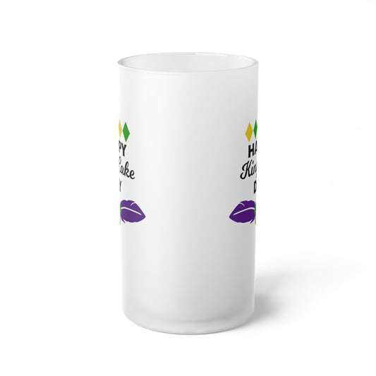 Happy King Cake Day Frosted Glass Beer Mug