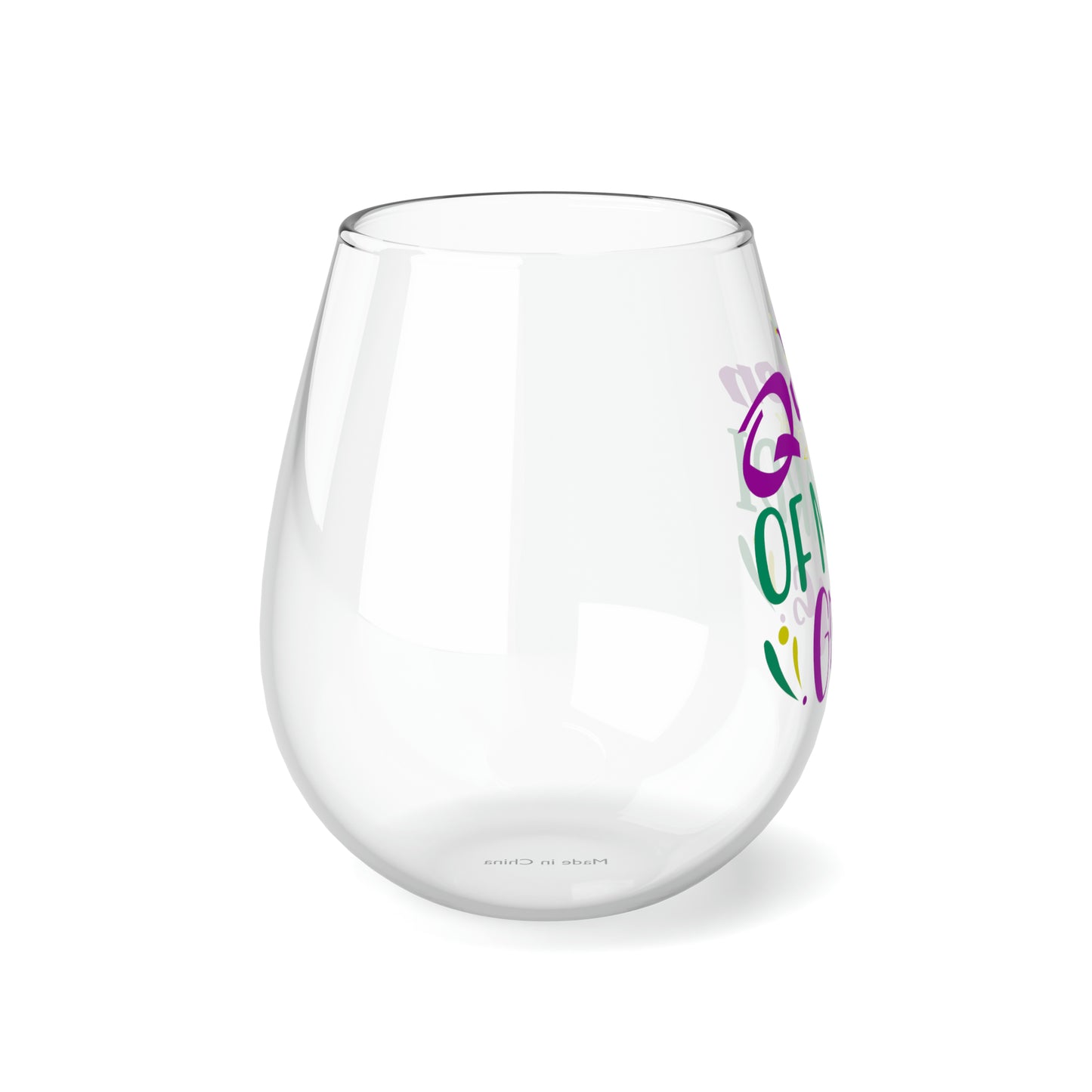 Queen Of Mardi Gras Stemless Wine Glass, 11.75oz