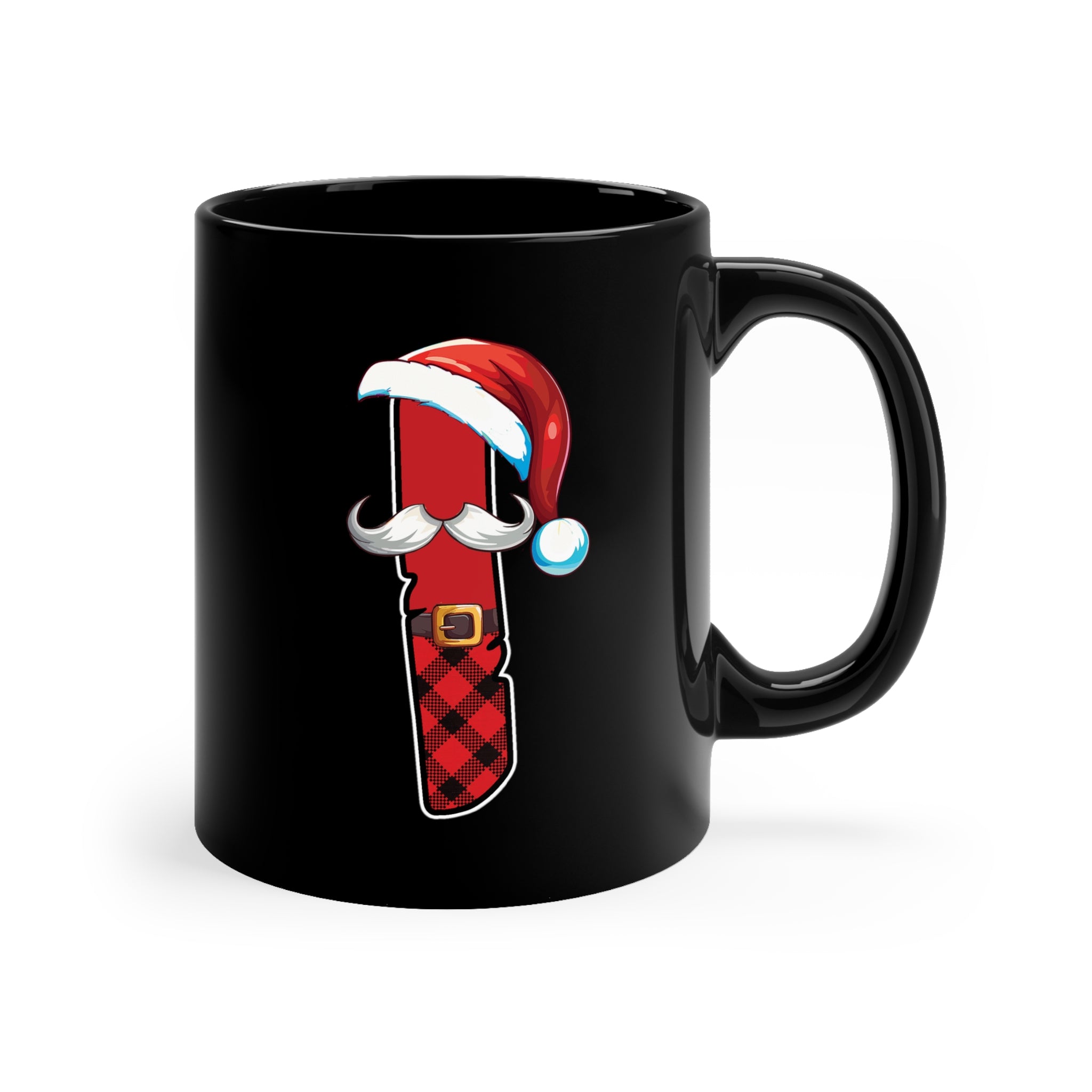 I Santa Initial 11oz Black Mug