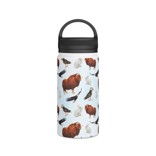 Back To School Animals Stainless Steel Water Bottle, Handle Lid
