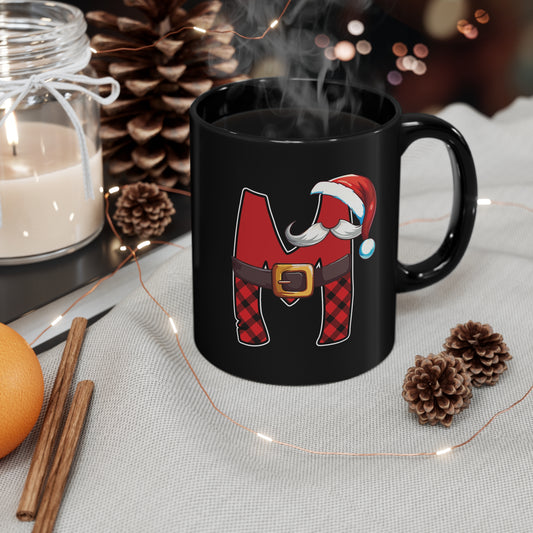 M Santa Initial 11oz Black Mug