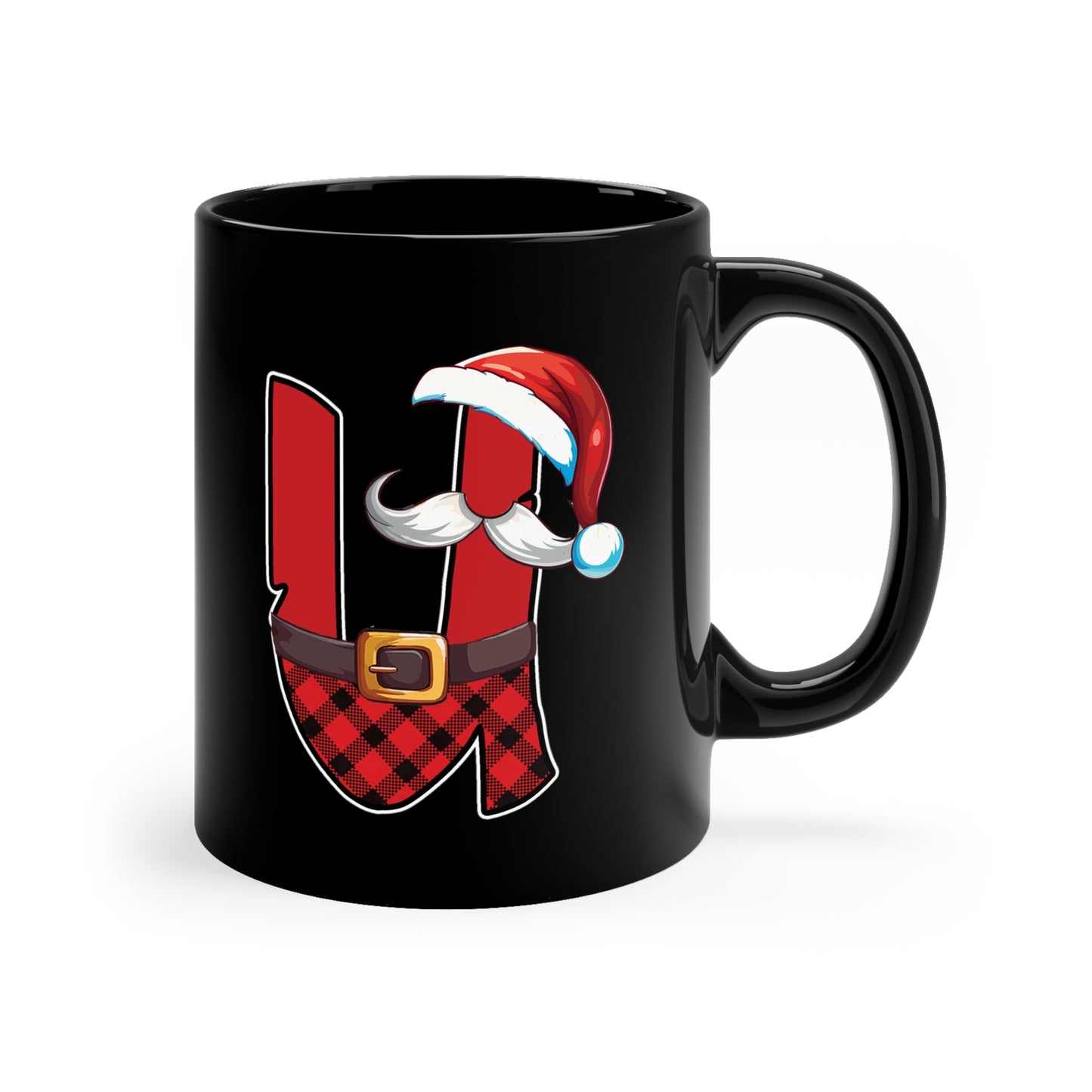 U Santa Initial 11oz Black Mug