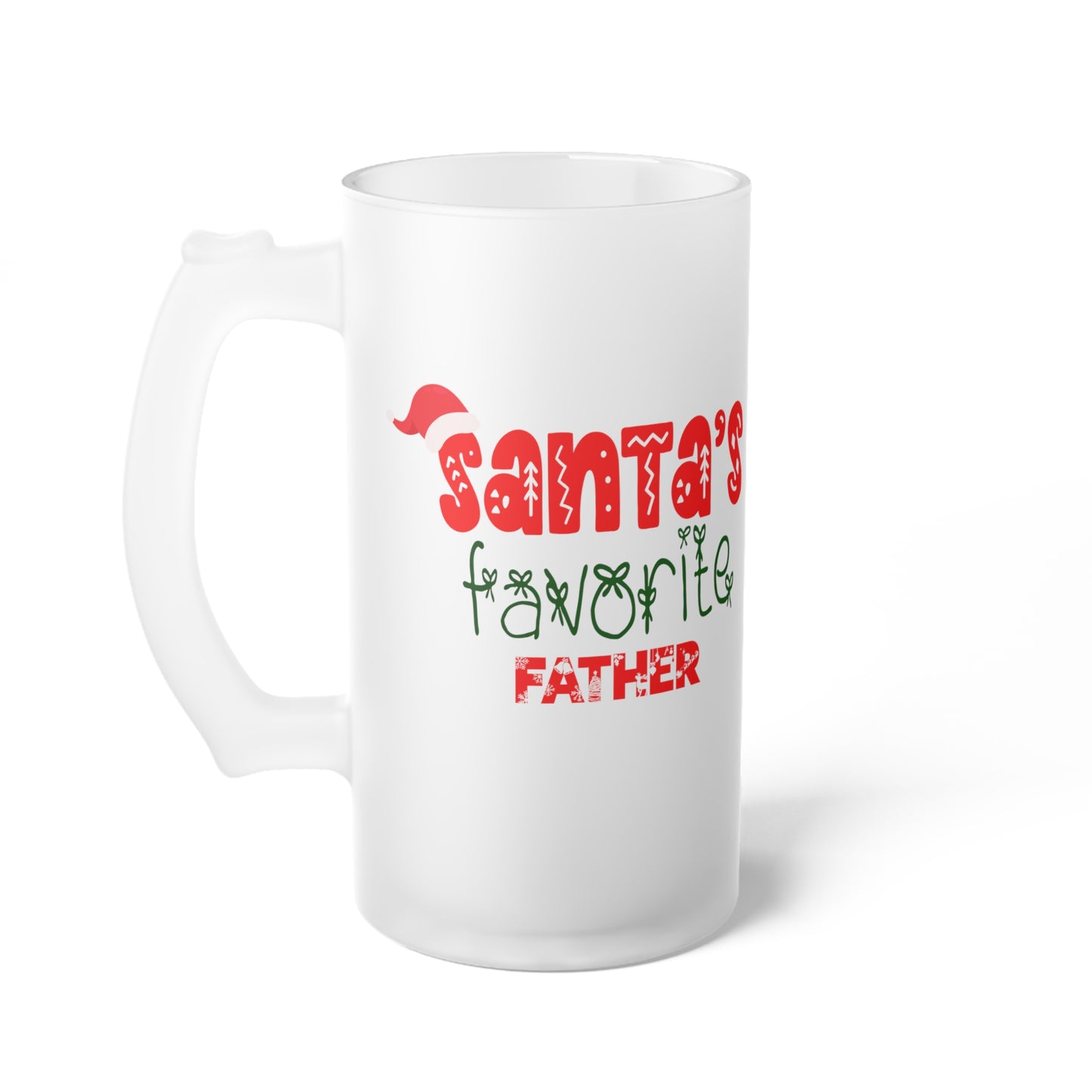 Santa's Favorite Father Frosted Glass Beer Mug