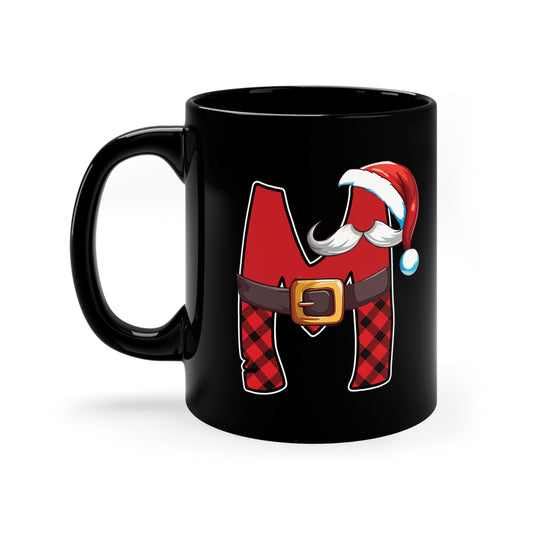 M Santa Initial 11oz Black Mug