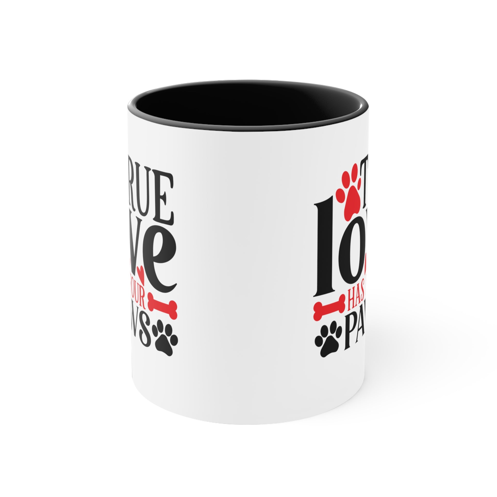 True Love Has Four Paws Valentines Day Accent Coffee Mug, 11oz