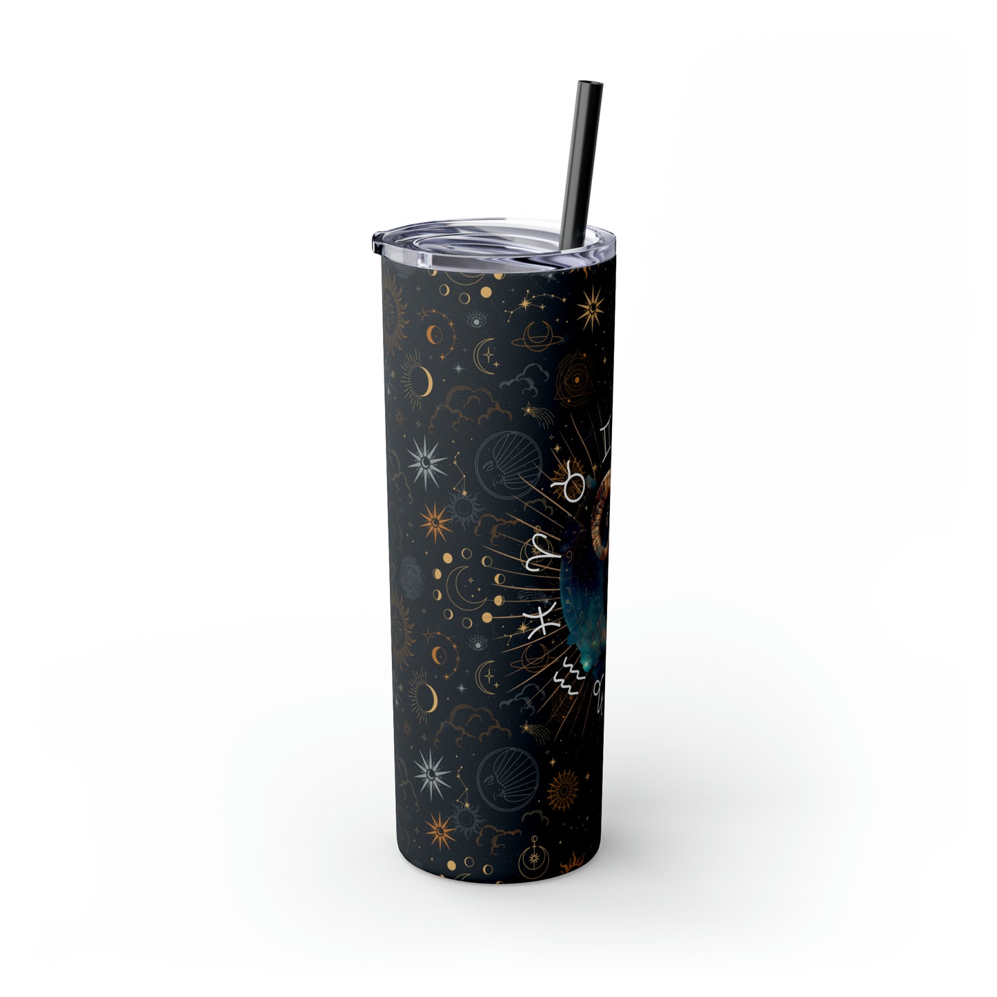 Aries Zodiac Skinny Tumbler with Straw Astrology Insulated Mug Bridesmaids Gift Bachelorette Party Favor Birthday Gift