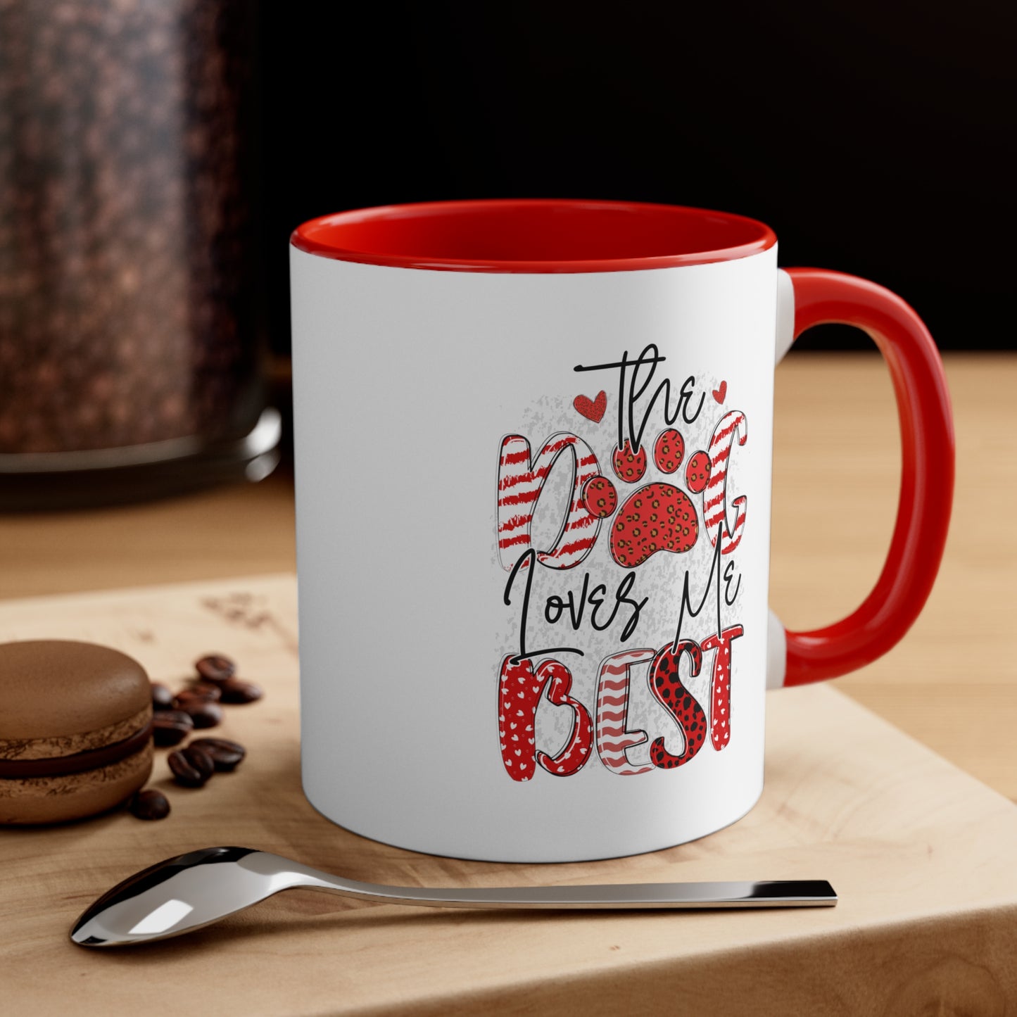 The Dog Love Me Best Valentines Day Accent Coffee Mug, 11oz