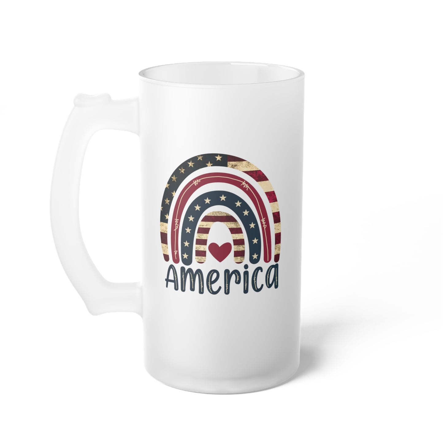 Love America Frosted Glass Beer Mug
