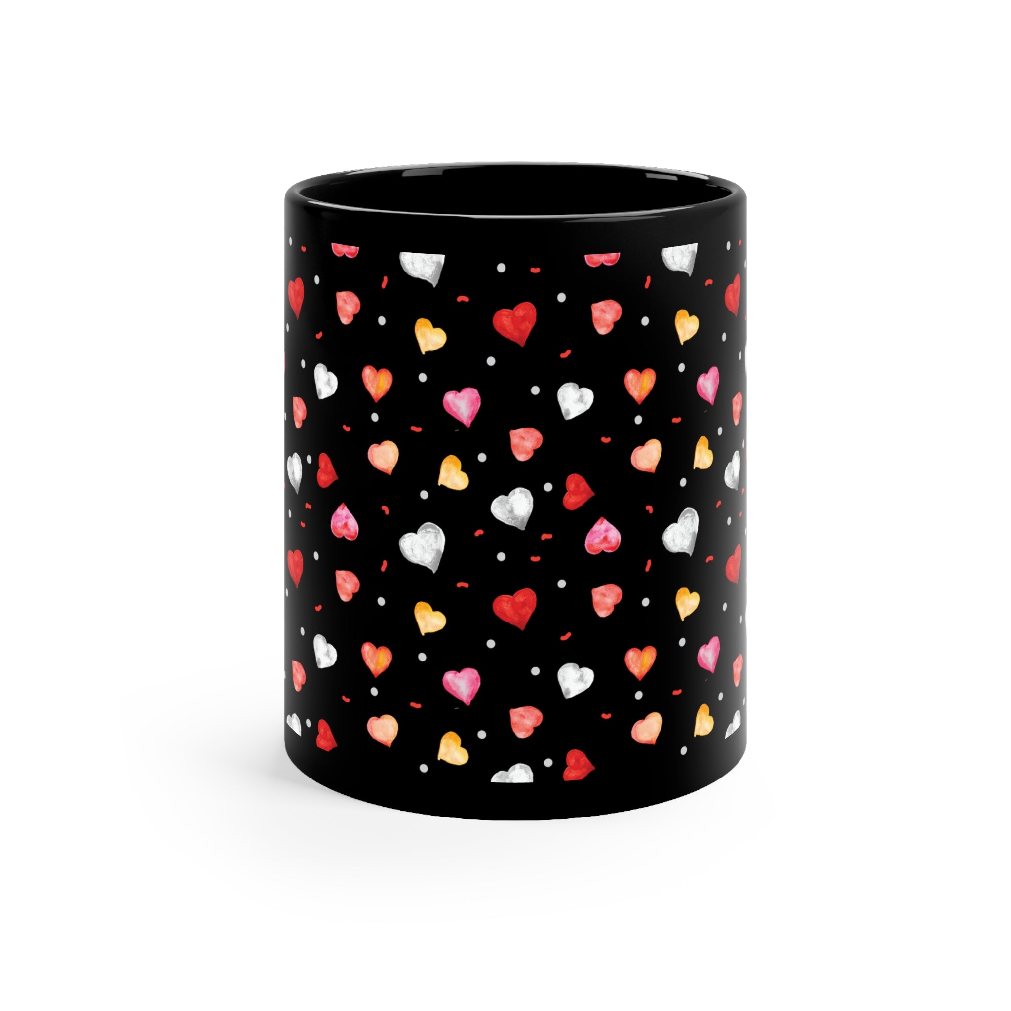 Valentine's Day Hearts 11oz Black Mug