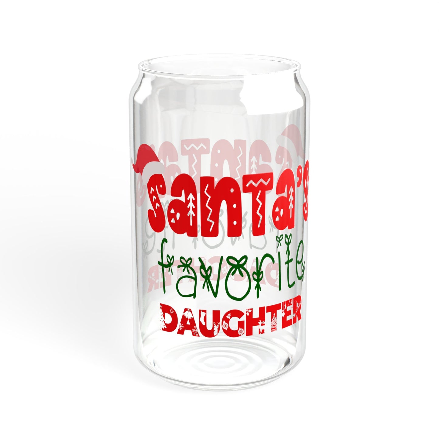 Santa's Favorite Daughter, Daughter Sipper Glass, Daughter Gift, Gift for a Daughter, Sipper Glass 16oz