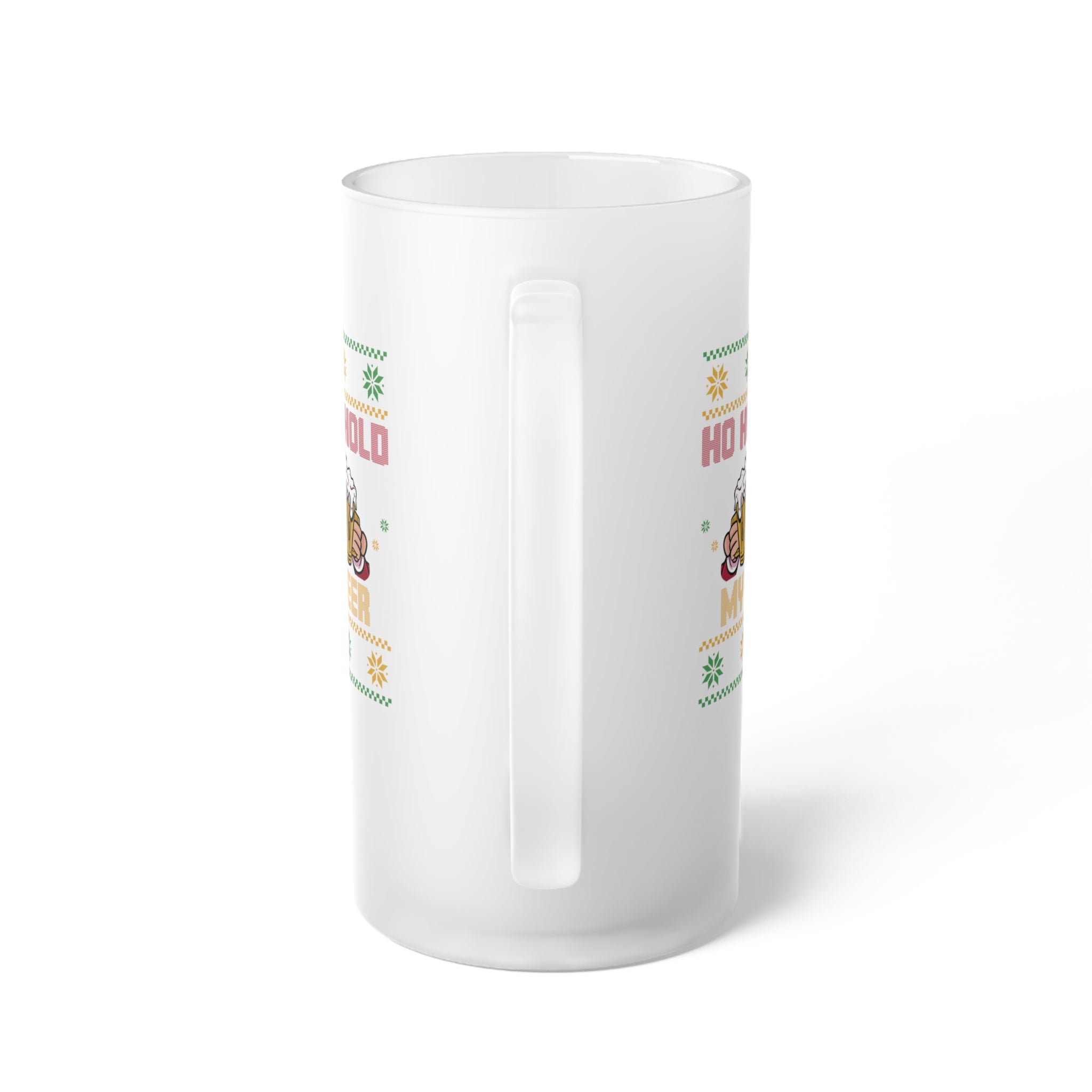 Ho Ho Hold My Beer Frosted Glass Beer Mug