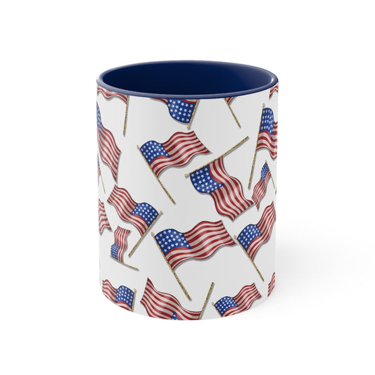 American Flag Themed Accent Coffee Mug, 11oz