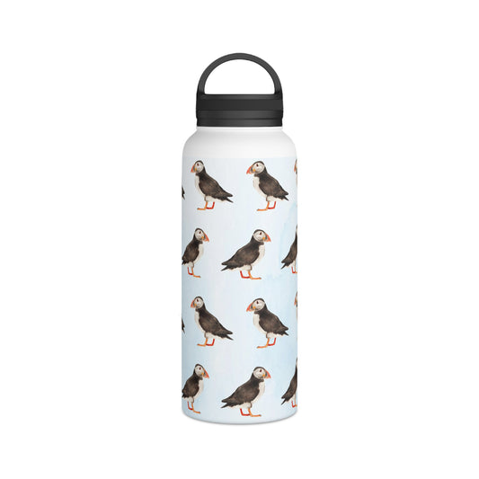 Back To School Puffins Stainless Steel Water Bottle, Handle Lid
