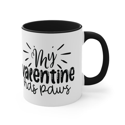 My Valentine Has Paws Accent Coffee Mug, 11oz