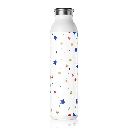 American Flag Themed Stars Slim Water Bottle