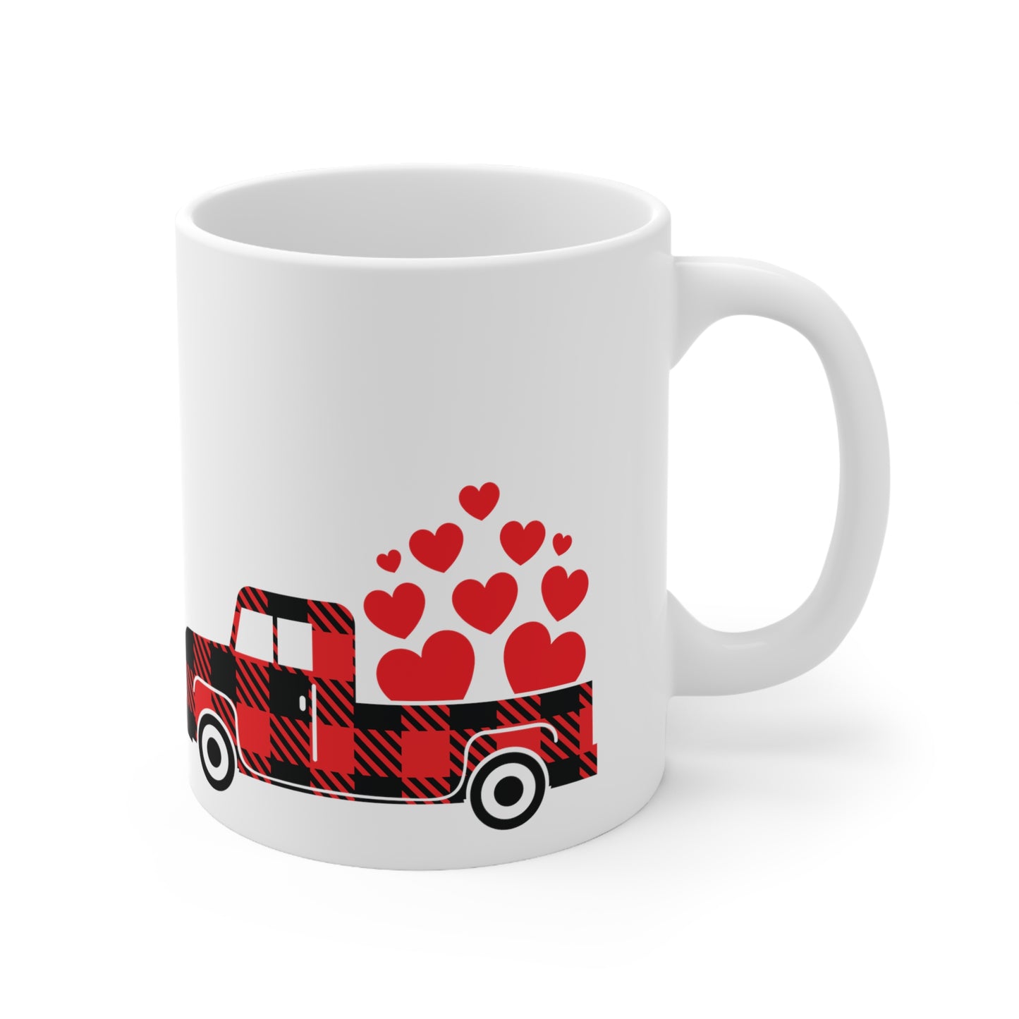Valentine Truck with Hearts Ceramic Mug 11oz