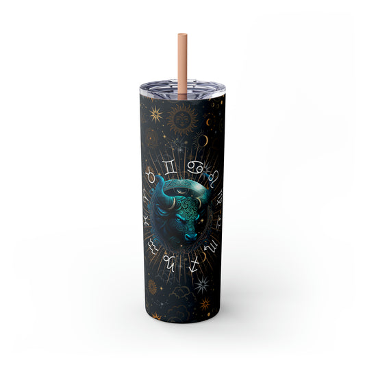 Taurus Zodiac Skinny Tumbler with Straw Astrology Insulated Mug Bridesmaids Gift Bachelorette Party Favor Birthday Gift