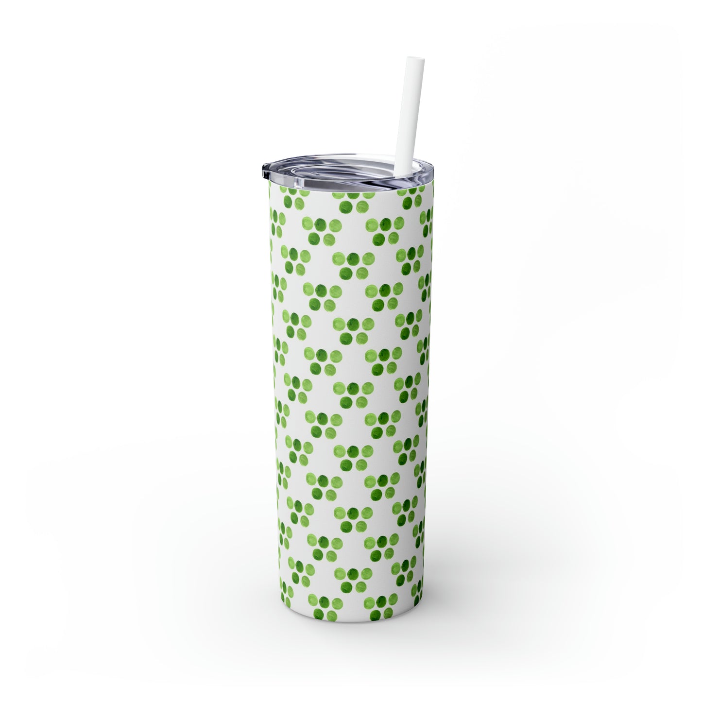 St Patricks Day Polka Dots Skinny Tumbler with Straw, 20oz