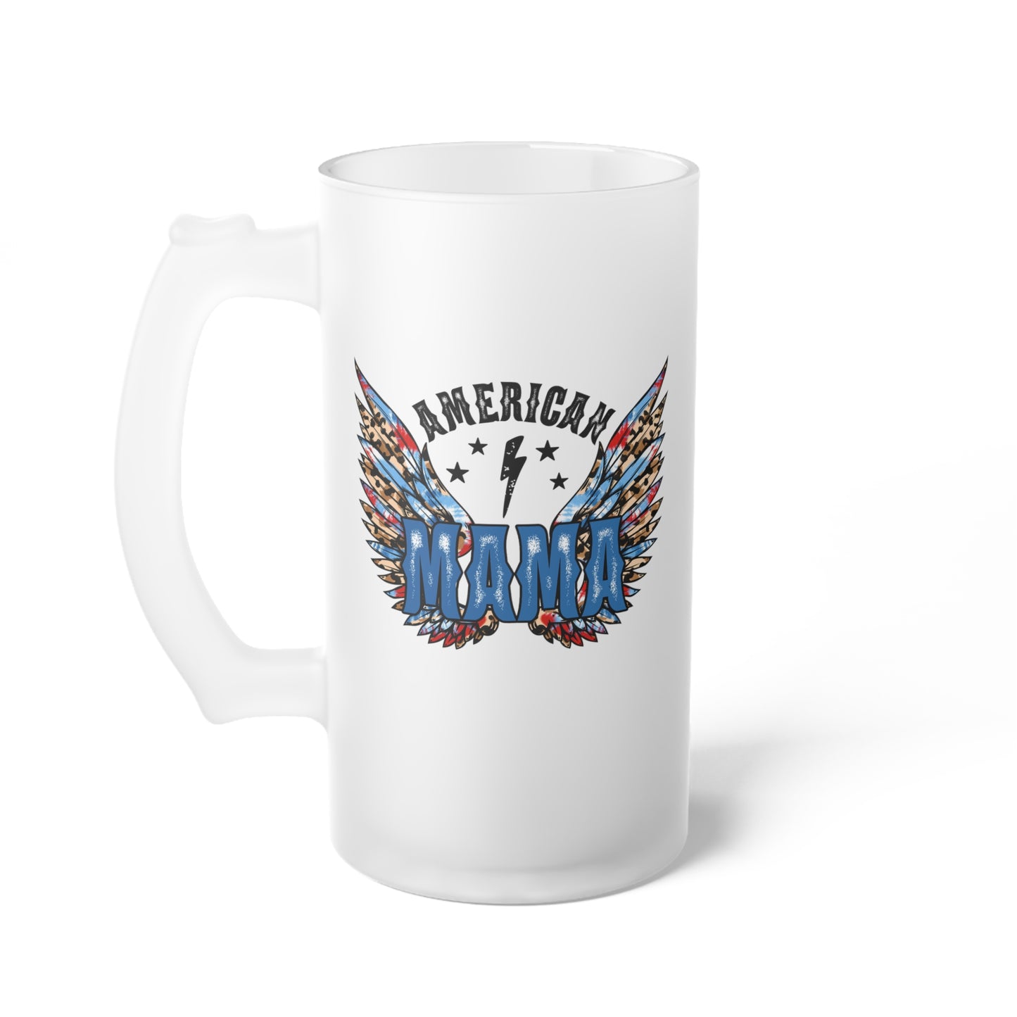 American Mama Frosted Glass Beer Mug