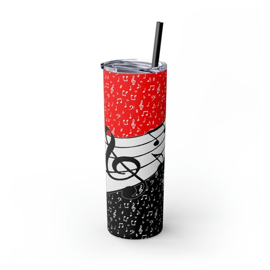 Musical Notes Skinny Tumbler with Straw, 20oz