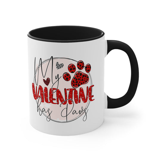 My Valentine Has Paws Accent Coffee Mug, 11oz