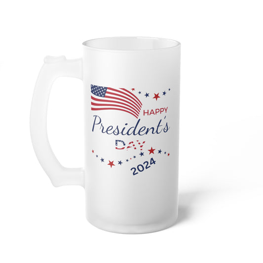 Happy President's Day 2024 Frosted Glass Beer Mug