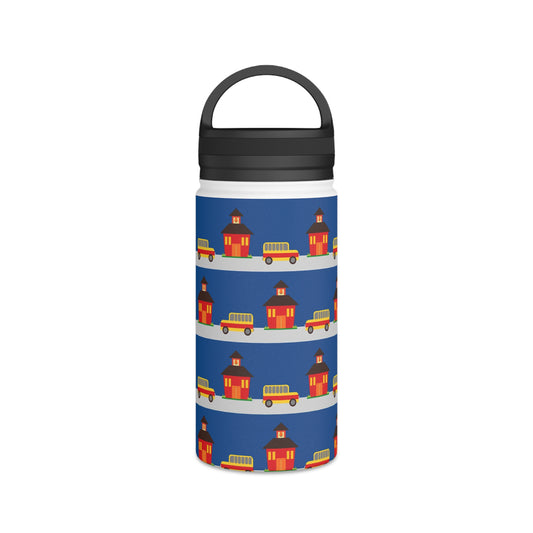 Back To School School House & Bus Stainless Steel Water Bottle, Handle Lid