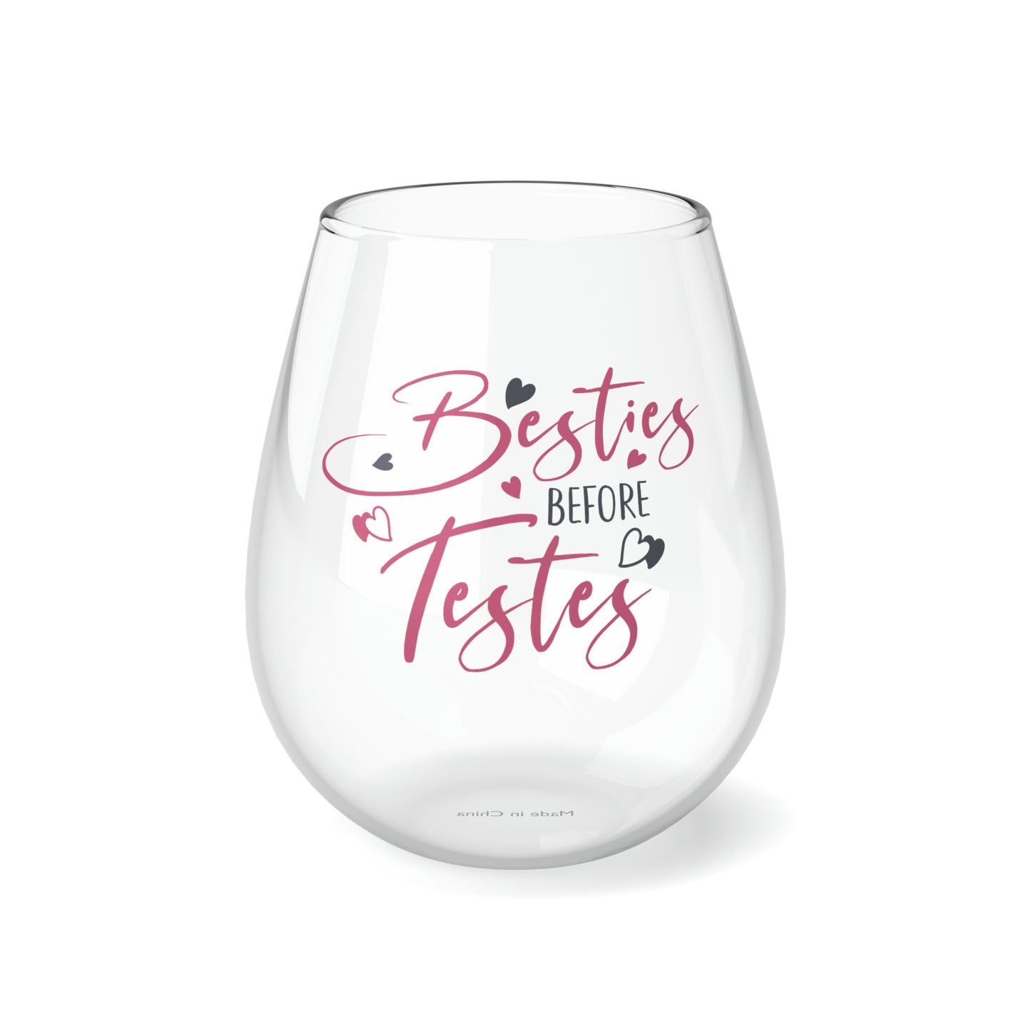 Besties Before Testies Stemless Wine Glass, 11.75oz