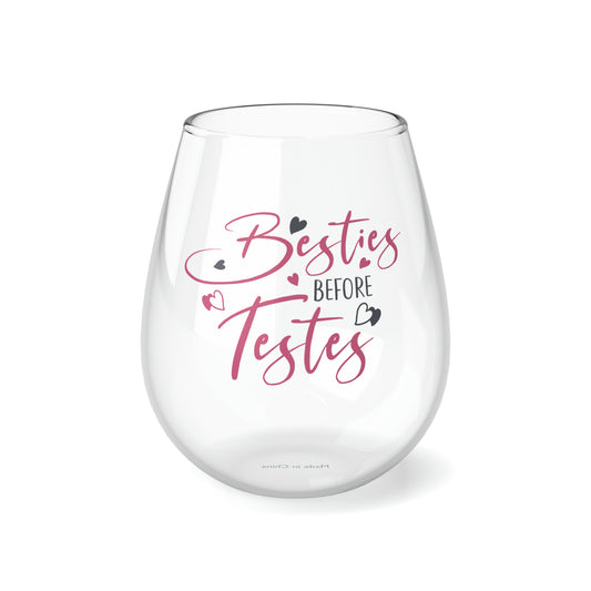 Besties Before Testies Stemless Wine Glass, 11.75oz