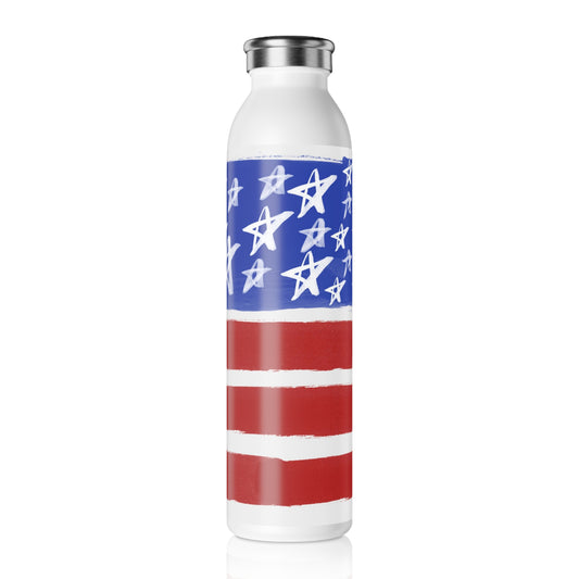 American Flag Themed Slim Water Bottle