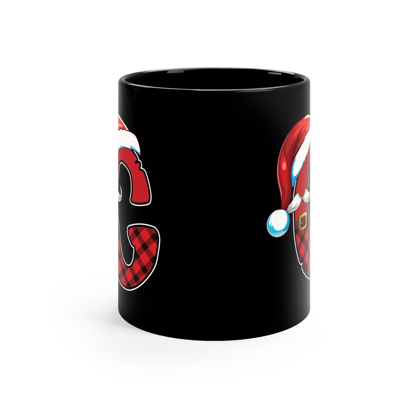 G Santa Initial 11oz Black Mug