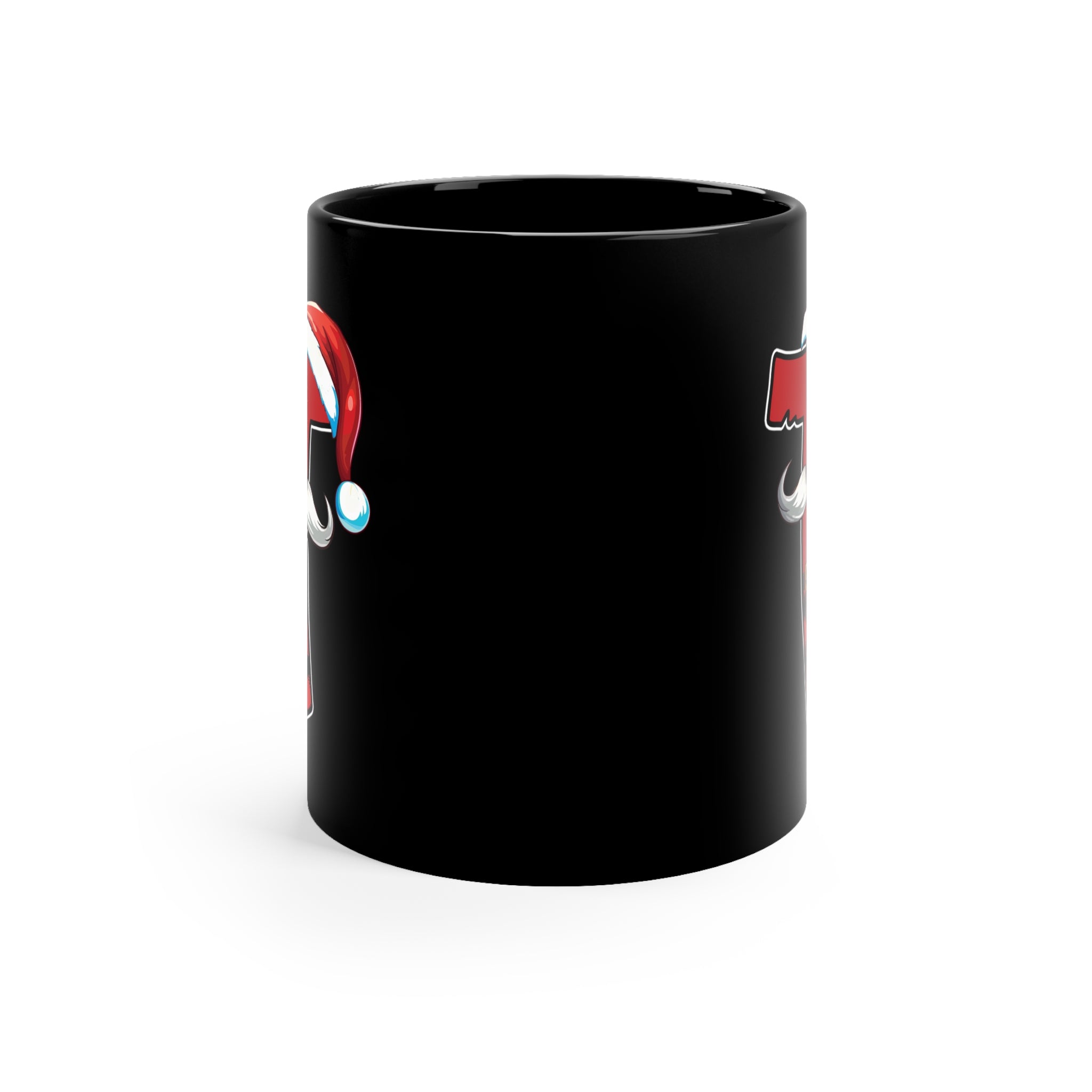 T Santa Initial 11oz Black Mug