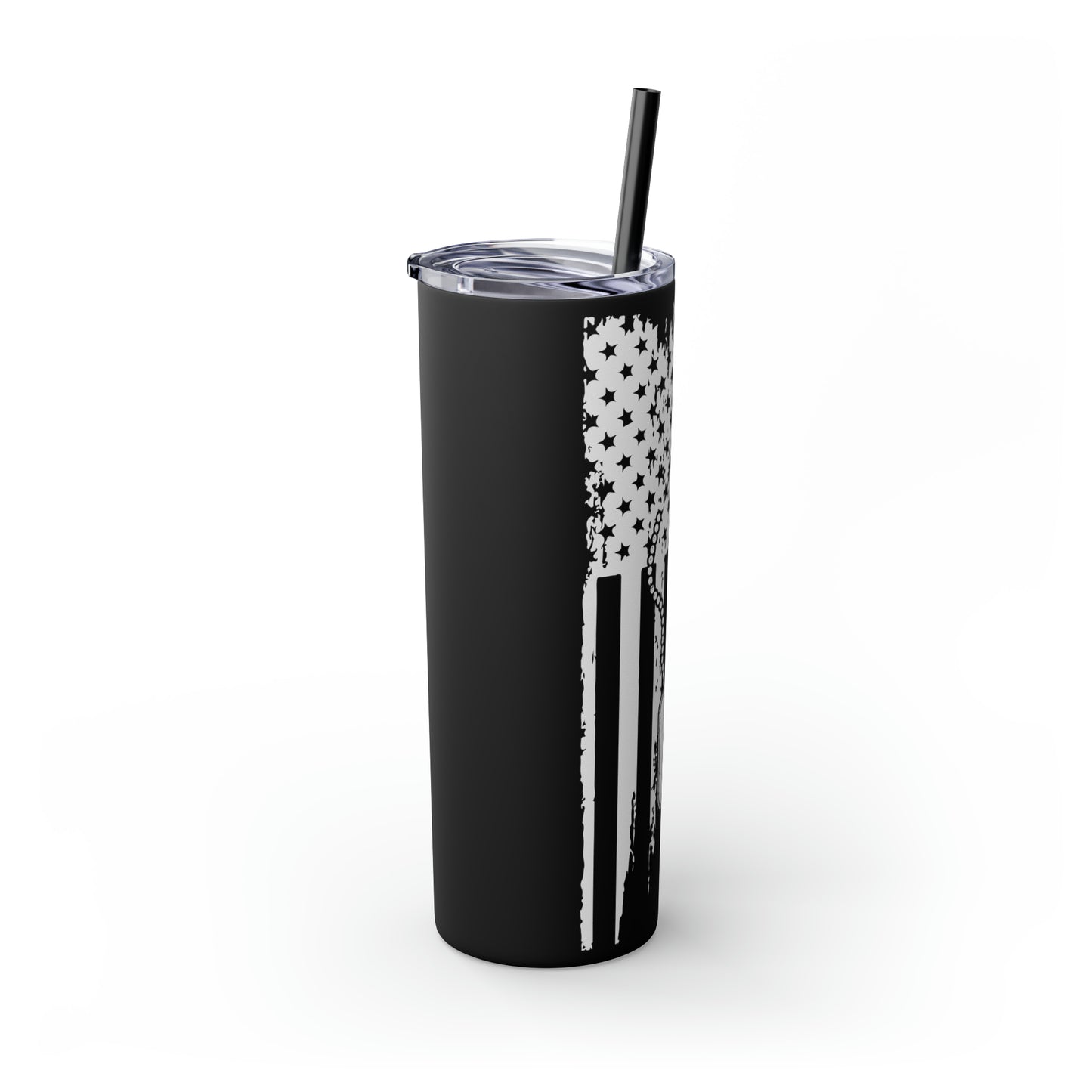 Flag with Tags Veterans Day Skinny Tumbler with Straw, 20oz