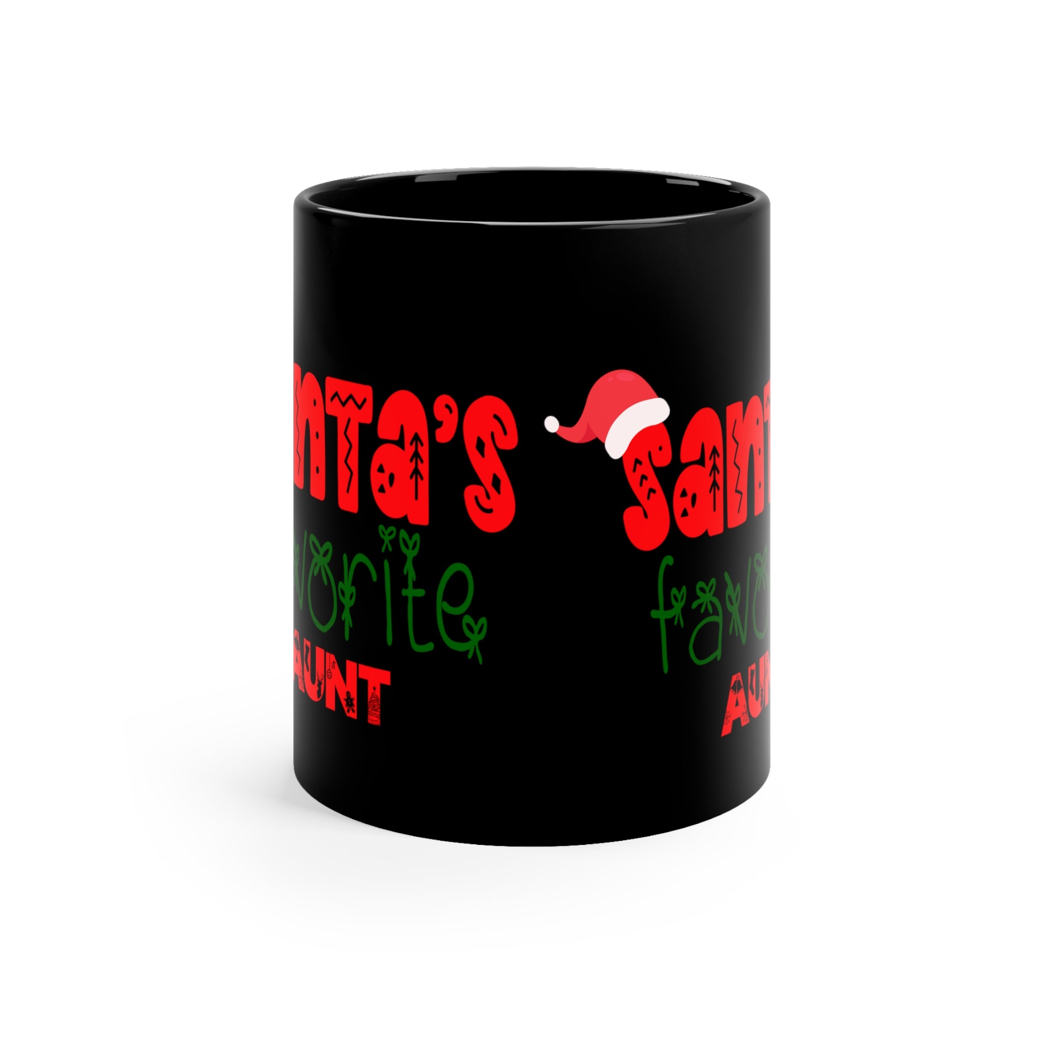 Santa's Favorite Aunt 11oz Black Mug