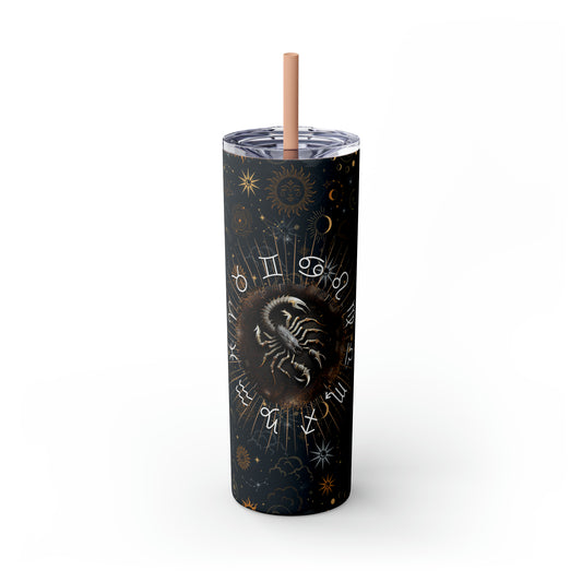 Scorpio Zodiac Skinny Tumbler with Straw Astrology Insulated Mug Bridesmaids Gift Bachelorette Party Favor Birthday Gift