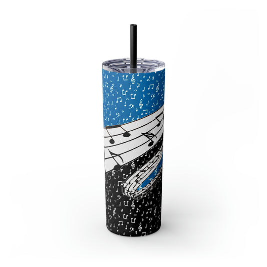 Musical Notes Skinny Tumbler with Straw, 20oz