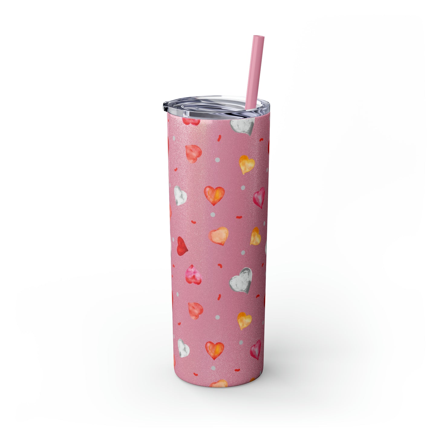 Valentine's Hearts Skinny Tumbler with Straw, 20oz