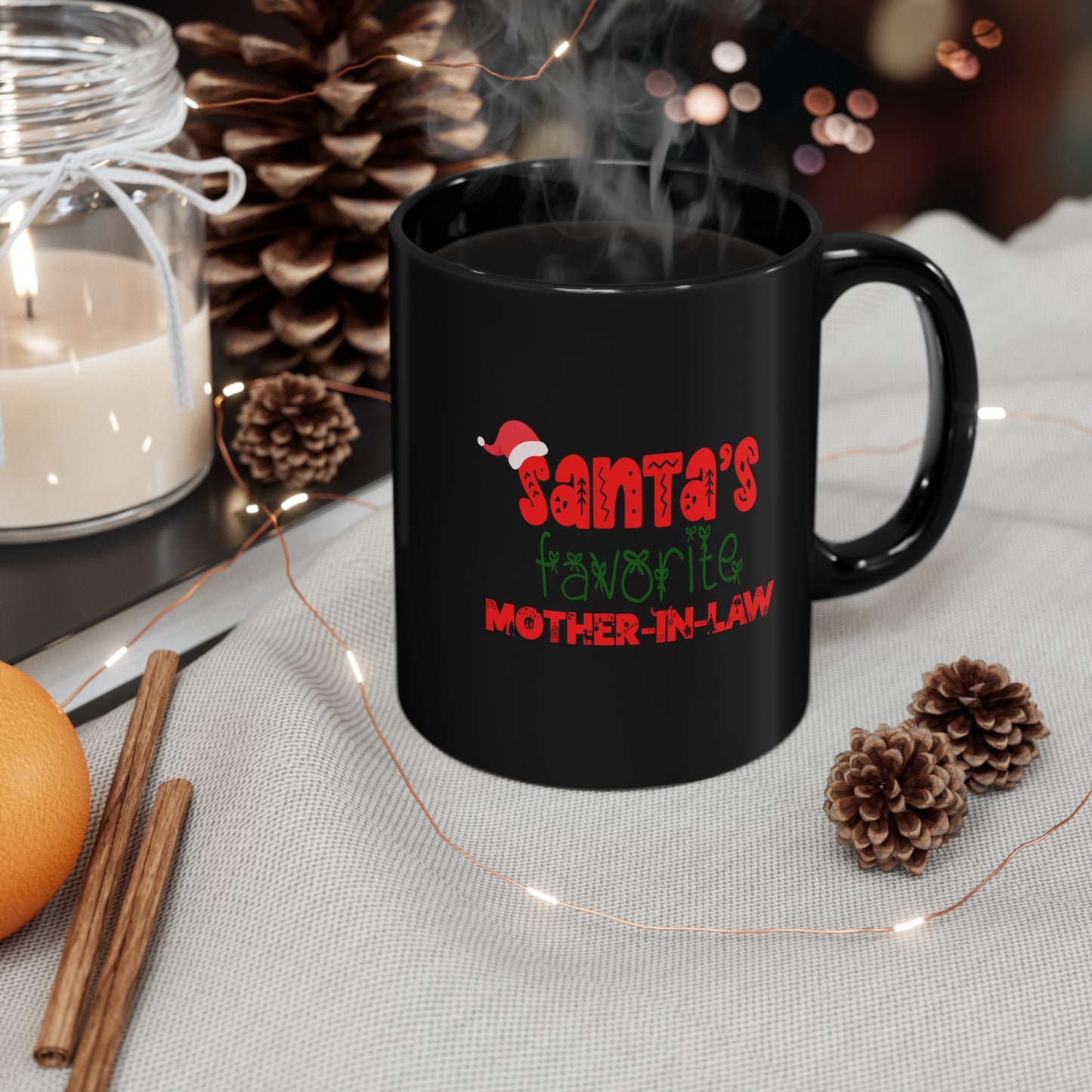 Santa's Favorite Mother-In-Law 11oz Black Mug