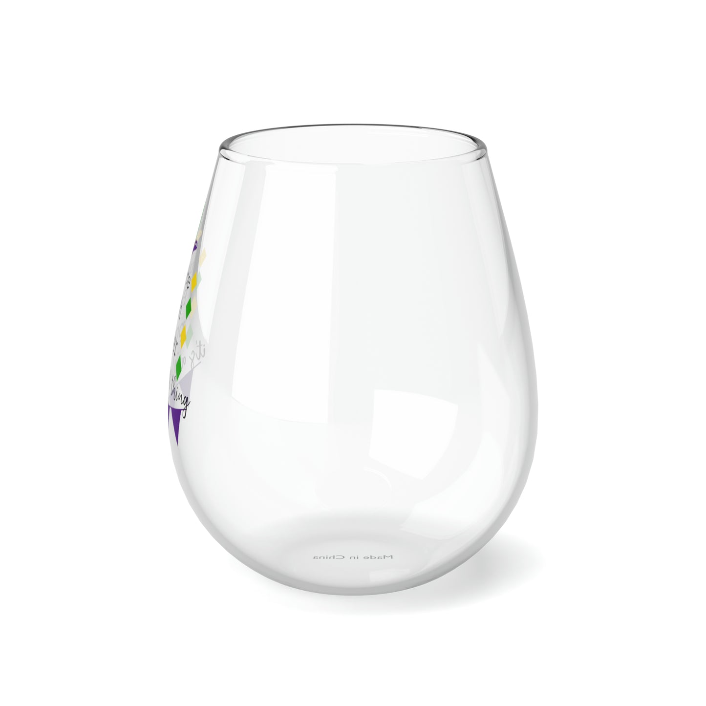 Justice Faith Power It's A Mardi Gras Thing Stemless Wine Glass, 11.75oz