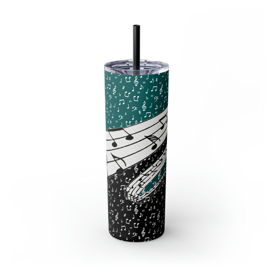 Musical Notes Skinny Tumbler with Straw, 20oz