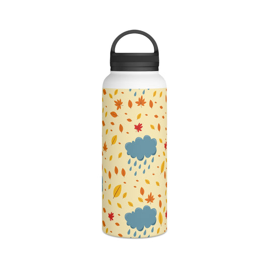Back To School Clouds & Leaves Stainless Steel Water Bottle, Handle Lid