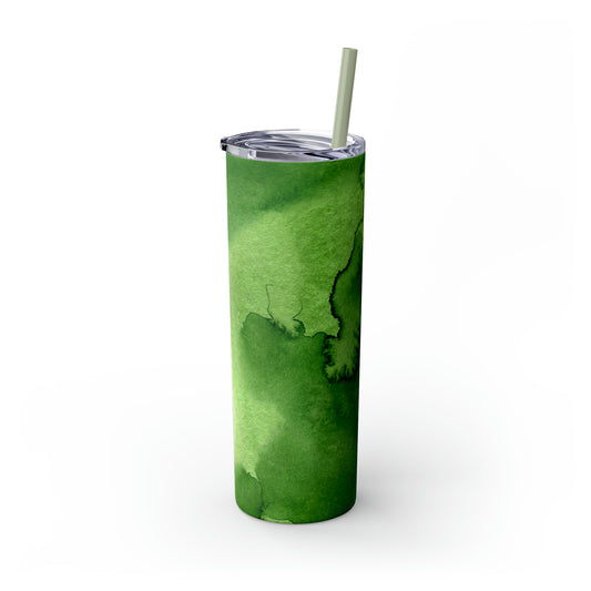 St Patricks Day Green Skinny Tumbler with Straw, 20oz