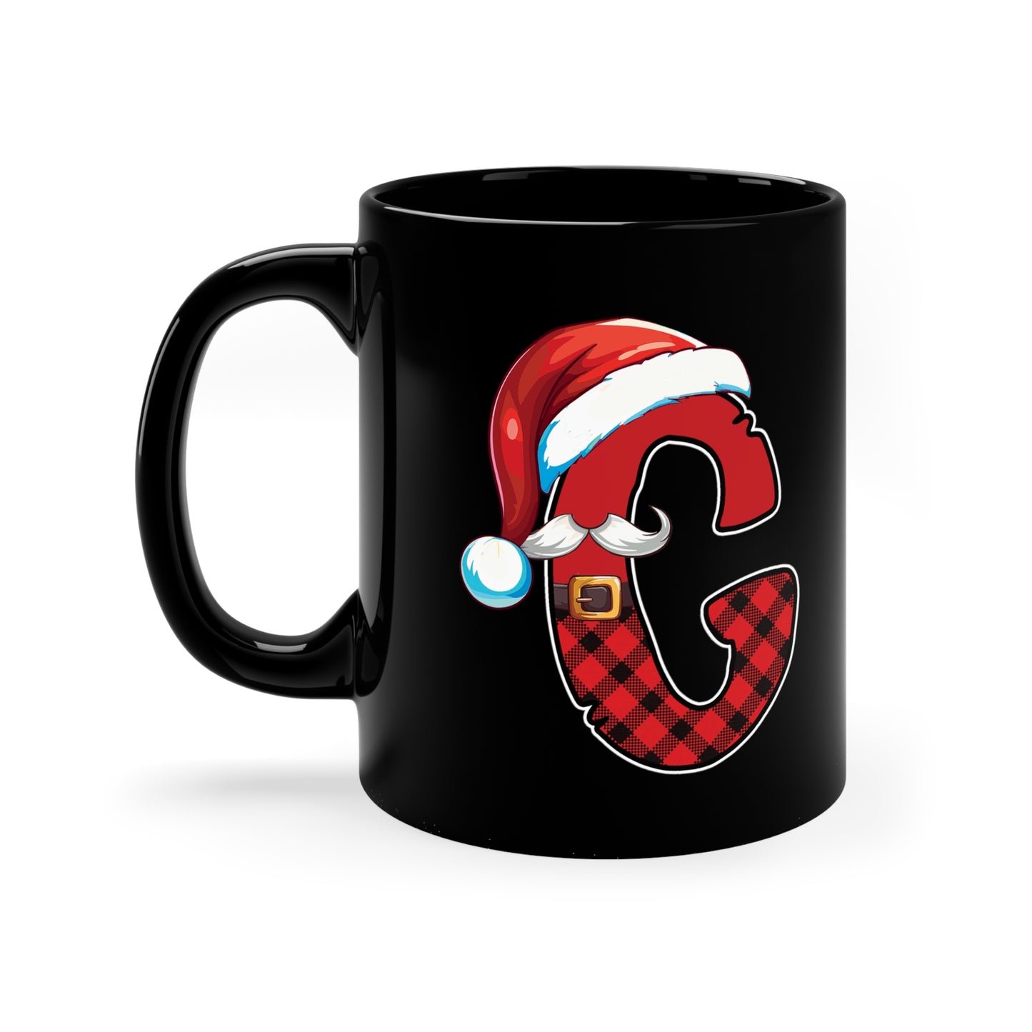 G Santa Initial 11oz Black Mug