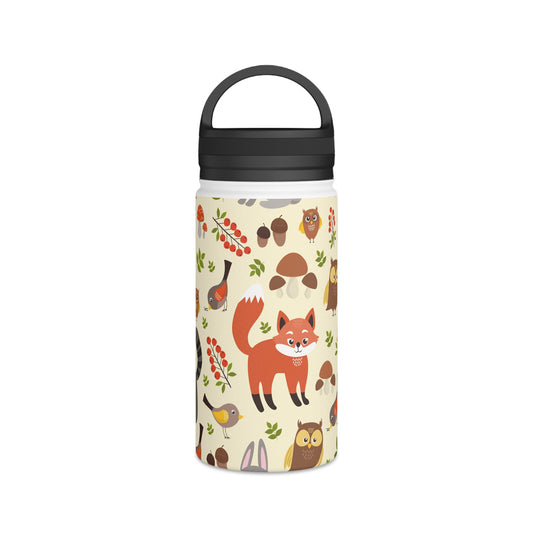 Back To School Animals Stainless Steel Water Bottle, Handle Lid
