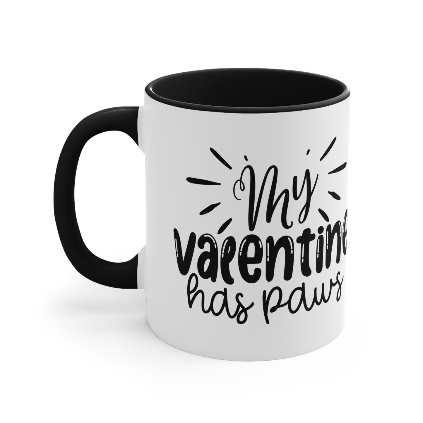 My Valentine Has Paws Accent Coffee Mug, 11oz