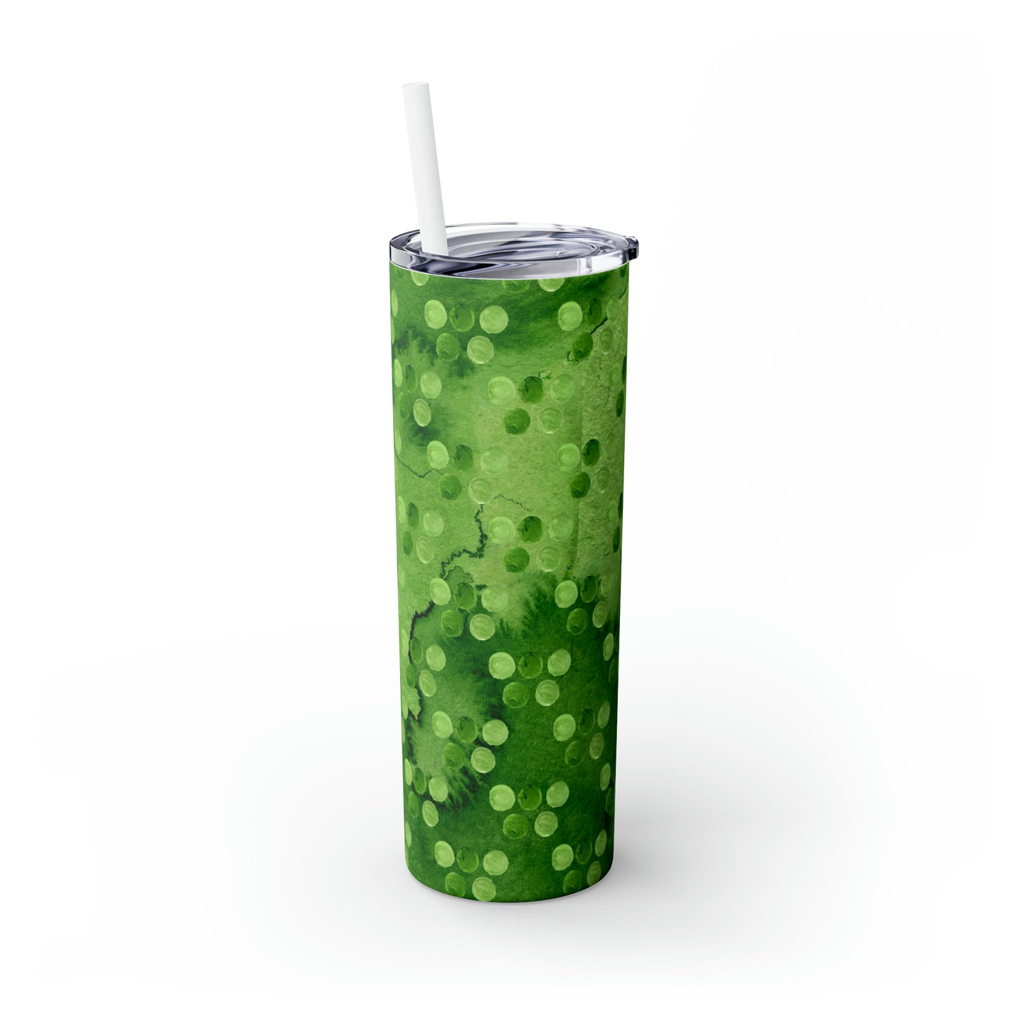 St Patricks Day Polka Dots Skinny Tumbler with Straw, 20oz