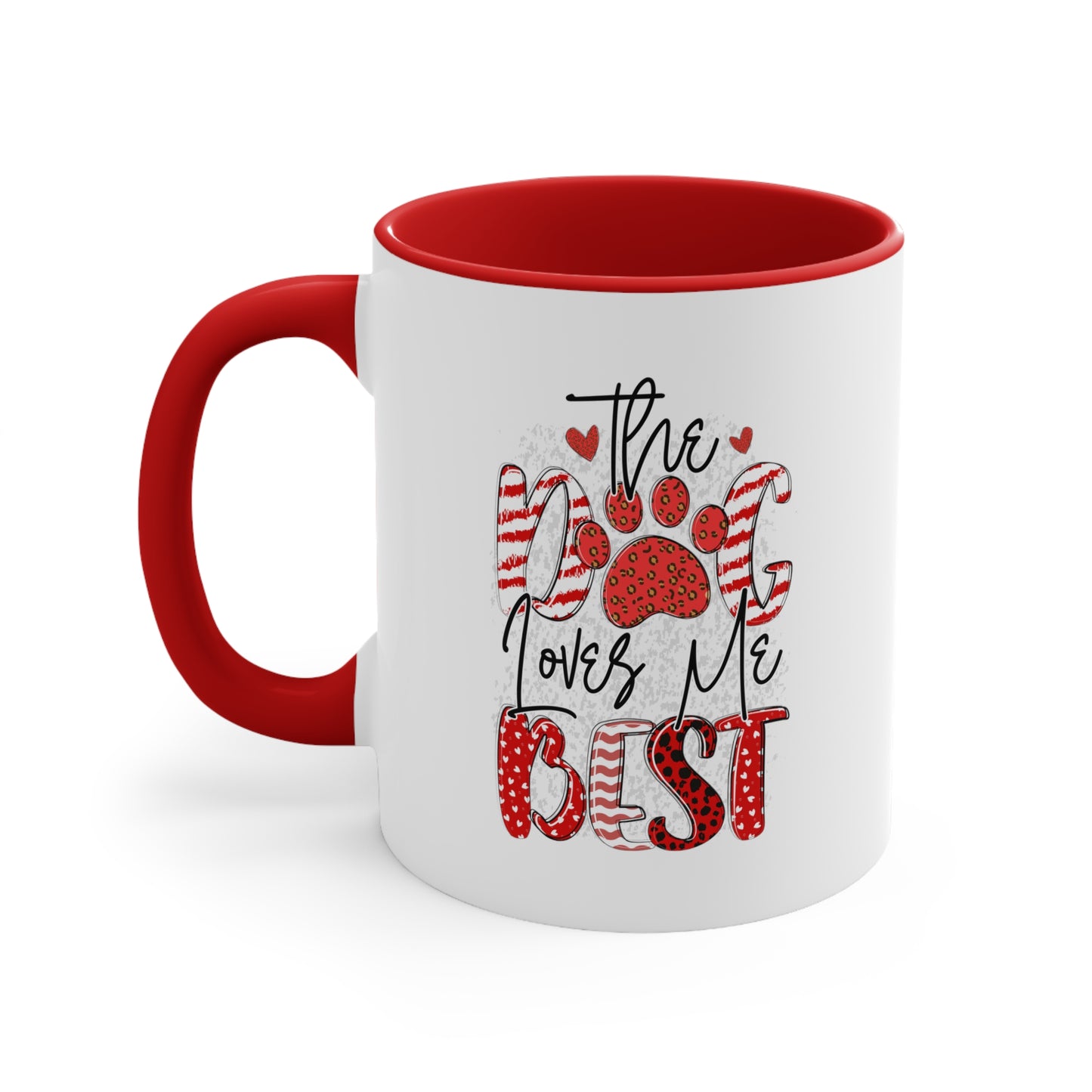 The Dog Love Me Best Valentines Day Accent Coffee Mug, 11oz