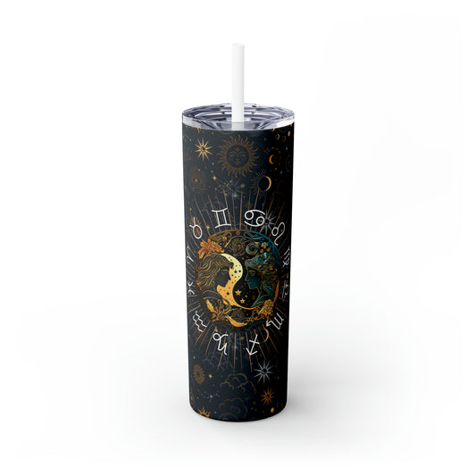 Gemini Zodiac Skinny Tumbler with Straw Astrology Insulated Mug Bridesmaids Gift Bachelorette Party Favor Birthday Gift