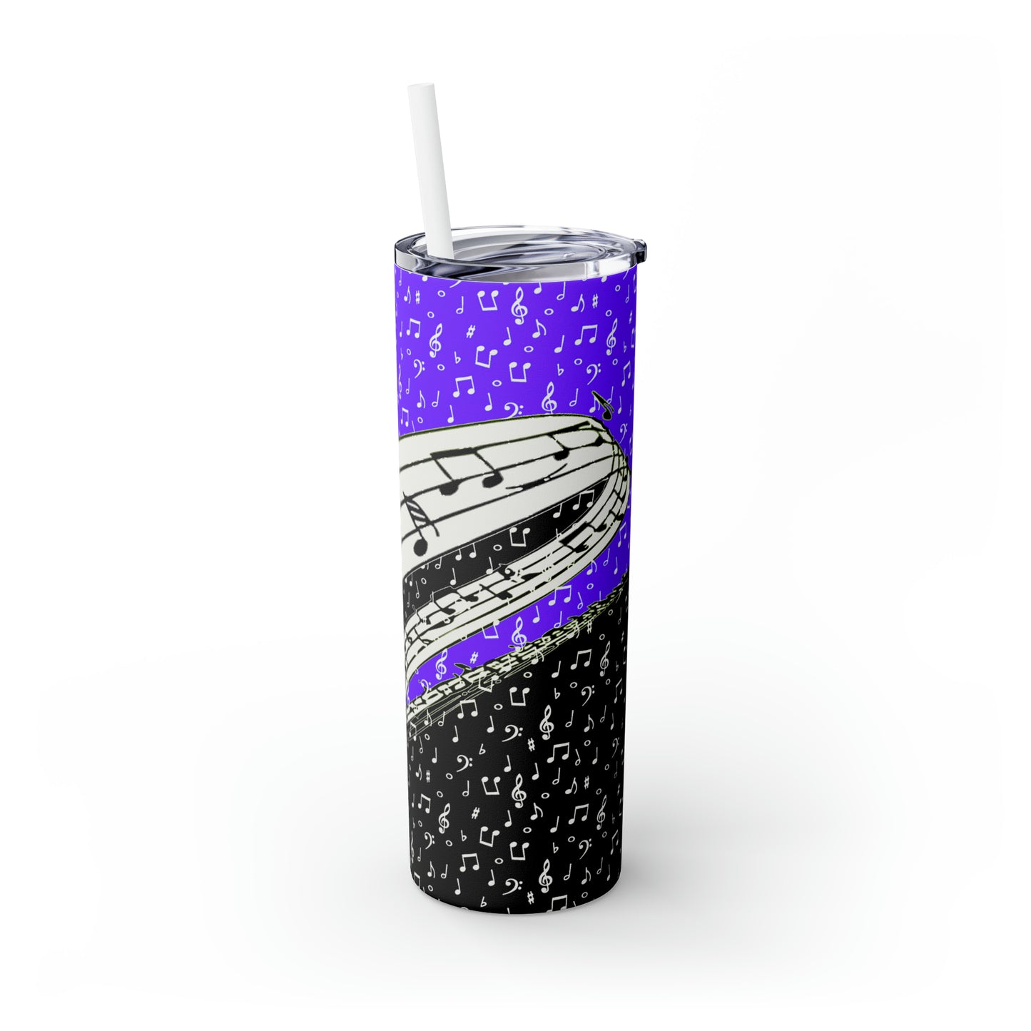 Musical Notes Skinny Tumbler with Straw, 20oz